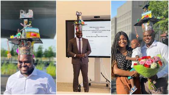 Man bags PhD in Europe aged 30, celebrates with pics in full robe and mad hat