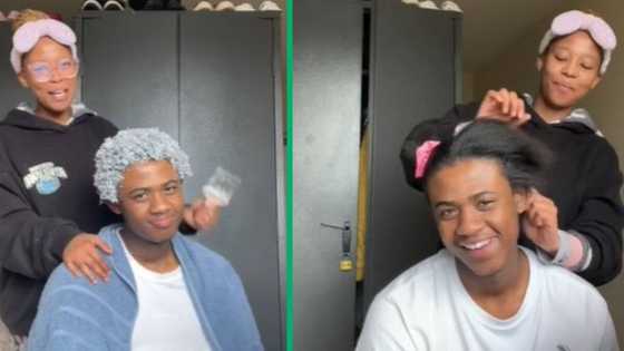 Girlfriend relaxes boyfriend's 4c hair in TikTok video, his final hairstyle has Mzansi in stitches