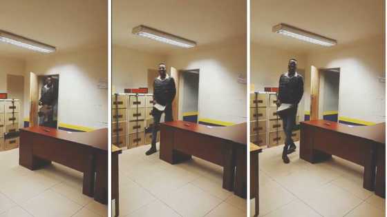 Video of incredibly tall cop walking through door wows Mzansi, SA peeps bust out their best memes and jokes