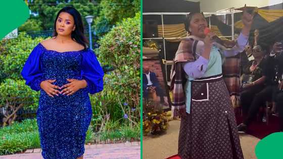 "Your husband must be proud": Makoti breaks into worship song at father-in-law's funeral, SA's moved