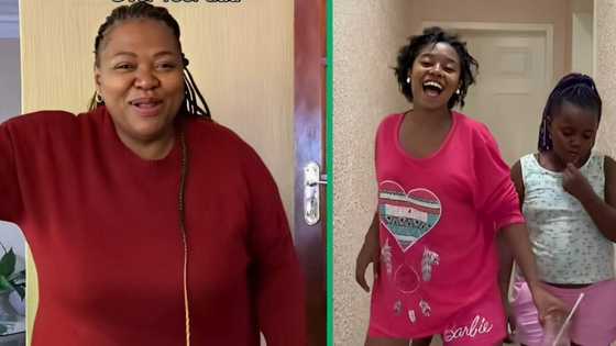 Mother cheers on daughters in hilarious dance video after groove denial in a TikTok video