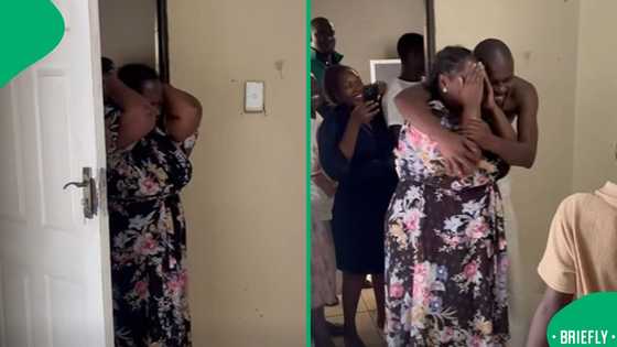 A South African mother broke down in tears after her family surprised her with a bedroom makeover