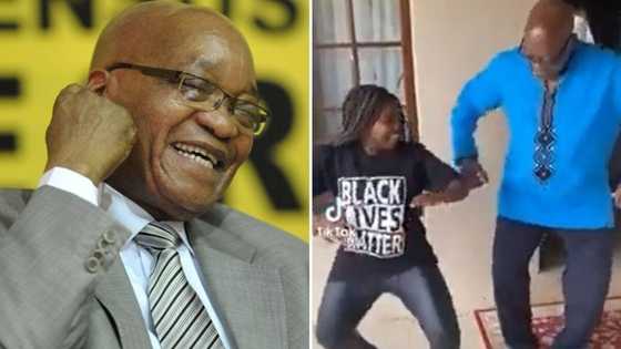 Video of a happy Jacob Zuma getting a dance lesson from ama2K has Mzansi entertained