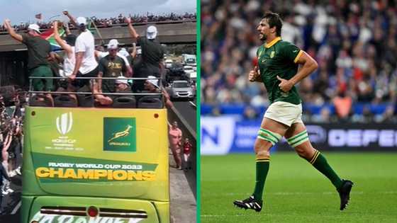 Eben Etzebeth towers above RWC trophy tour bus, SA worried Springboks would hit overpass