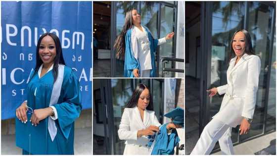 Lady graduates as best student in medicine and surgery abroad, shares graduation photos