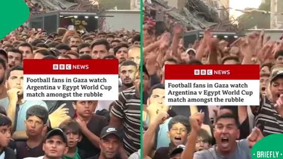 Gaza fans find a moment of hope as they watch Egypt’s World Cup match from the ruins