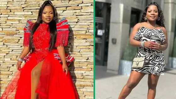Man hides face while posing next to Makhadzi at Ayepyep Lifestyle, hilarious pic has mzansi floored