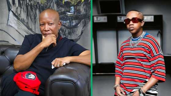 Young Stunna poses with Julius Malema after epic performance at EFF event