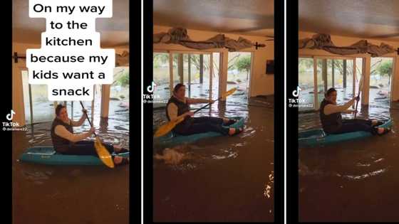 TikTok video of positive woman rowing boat in flooded home goes viral and fills people with compassion