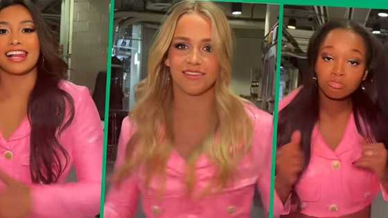 Women dressed in pink outfits dominate the Tshwala Bami dance challenge with killer moves