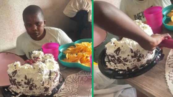 Girl cuts extra slice of her birthday cake, TikTok video of huge portion has SA in tears