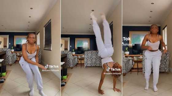 SA woman's acrobatic dance moves for TikTok dance challenge go viral with 3.2M views, peeps in awe: "Sturdy Queen of SA"