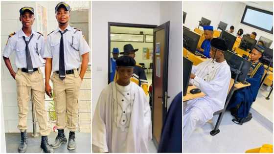 Sacked 2 security men who went viral for dancing enter their class abroad like kings, video stirs reactions