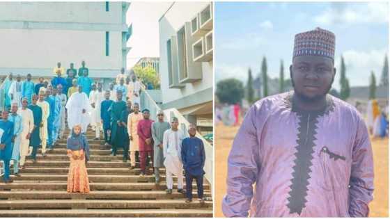 Man shares beautiful class photo as he celebrates the only female graduate in the department