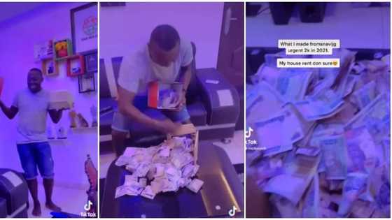 I've paid my rent for 2022: Man breaks his piggy bank after saving 2k for a year, shows off over N600k