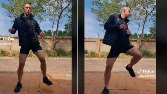 White man does tricky amapiano TikTok dance challenge, SA blown away as he nails it "Thata mlungu"