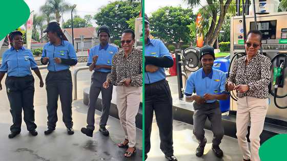 "She inherited the dance moves": SA's favourite domestic worker gets down with petrol attendants