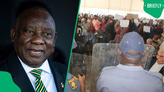 President Ramaphosa shielded by police from angry crowd during title deeds handover event