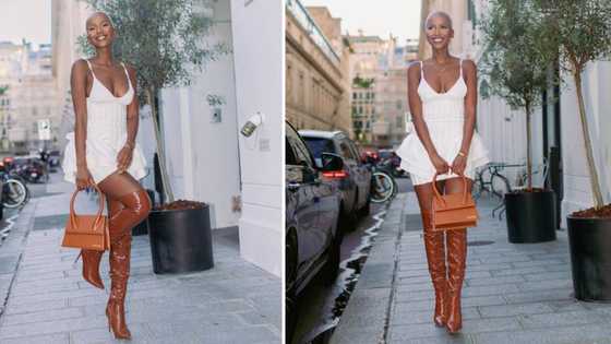 Former Miss SA Shudufhadzo Musida struts streets of Paris in killer boots, fans awed by her beauty