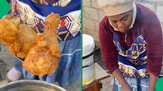 "What a colour of the KFC": Skilled makoti's fire-cooked fried chicken has Mzansi drooling