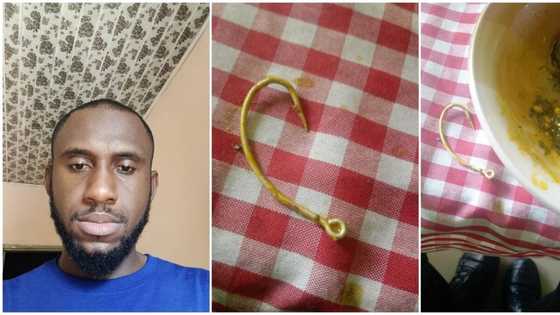 Man shares photos of big hook he found in soup he ordered in a restaurant