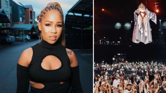 Videos of Pabi Cooper hanging from the ceiling at Sun Arena in Pretoria during concert go viral