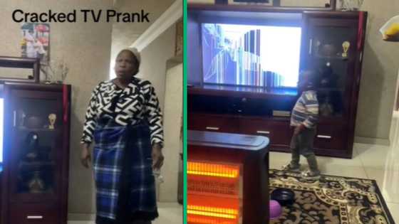 Gogo panicks over cracked TV prank, screams: Hilarious viral TikTok video has Mzansi howling