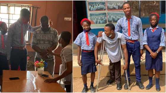 Physically challenged man pays school fees for 3 siblings whose mum is battling cancer