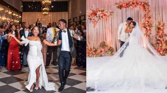 Emotional groom breaks into tears after glowing bride walks down the aisle in majestic gown