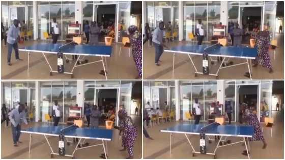 Barefooted woman in 'teaches' man serious lesson during table tennis game