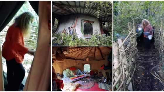 Woman shows off tiny hut made of earthen materials she lives in for 20 years with no electricity & internet