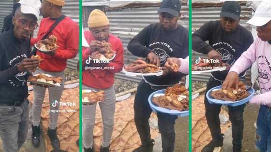 Group of Sotho men devouring braaied meat at chill session go TikTok viral