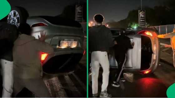 Mzansi men tipping a car back stun South Africans, video goes viral on TikTok