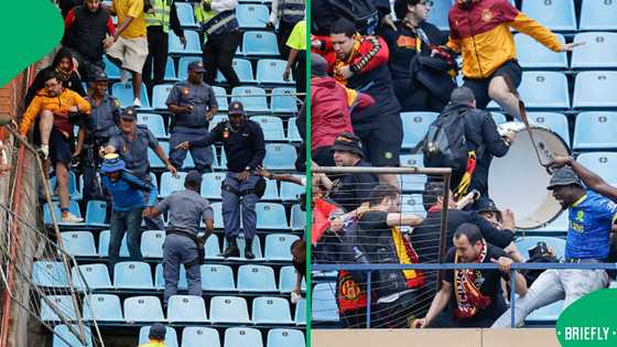 Ugly scene erupts among Sundowns, Esperance fans in CAF champions league, video
