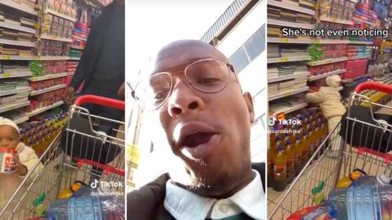 Adorable TikTok video shows dad casually letting baby girl load trolley while he packs it back, hearts smelt