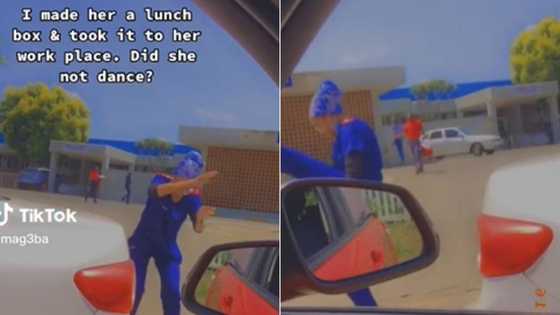 Mzansi man makes Zulu nurse bae lunch and delivers it, TikTok of her breaking into traditional dance when she sees him goes viral