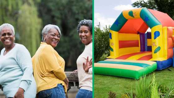 3 Gogos have fun on bouncy castle in TikTok video with 1.2M views, SA amused by grannies' juvenile antics
