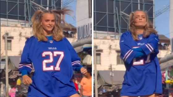 Mzansi reacts to a video of a white girl doing the Hamba Wena dance: "good on you girl, but try not to hit it so hard"