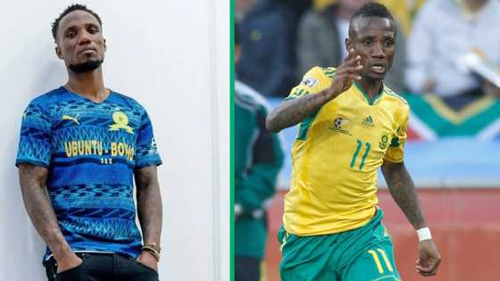 Former Bafana Bafana and Mamelodi Sundowns midfielder Teko Modise shows off his new toy