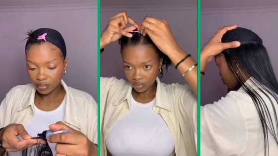 South African woman makes quick weave with R55 bundles from Cosmetic Connection in TikTok video