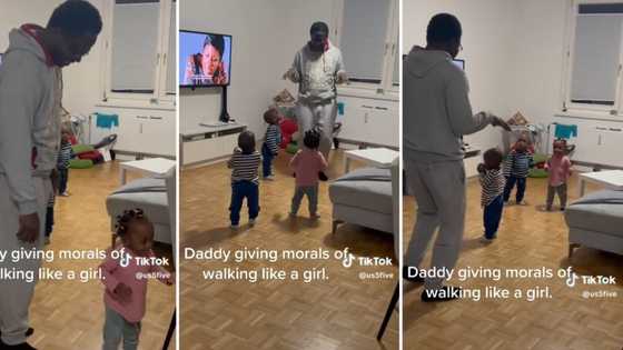 Loving father teaches baby girl to walk like a lady, hilarious TikTok video goes viral