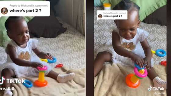 Mzansi touched by little blind girl crying while figuring out her stack toy, internet applauds her determination in TikTok