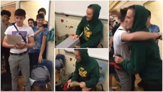 Emotional moment students surprise their teacher with new shoe after his old one became bad, video goes viral
