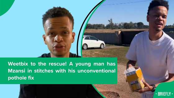 Weetbix to the rescue! South African man uses Weetabix to fix pothole