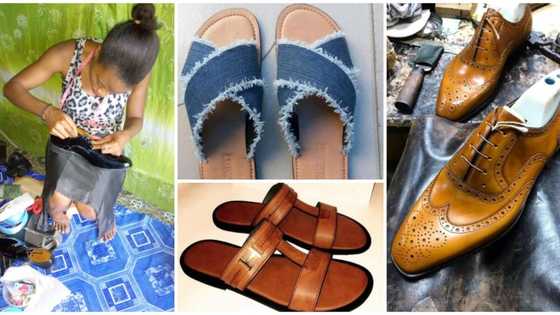Young lady showcases her hustle as a shoemaker, shares beautiful photos