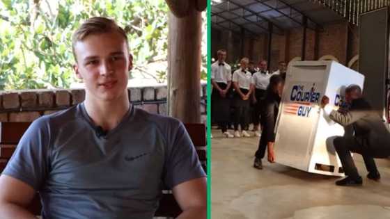 Creative matric learner arrives at farewell in Pudo box delivered by Courier Guy: "Super cool"