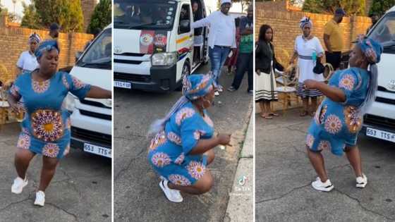 Energetic woman happily dances in front of onlookers in a taxi, SA vibes with her: "Clean moves"