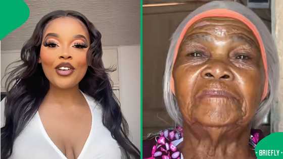 "She looks rich": Gogo reacts to face beat and wig installation cracking up Mzansi