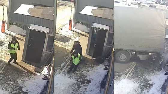 Man saves co-worker's life after driver loses control of huge truck, viral video has peeps in awe