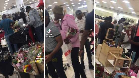 Video of Mzansi men lining up to buy flowers on Valentine's Day goes TikTok viral: "Beautiful to watch"